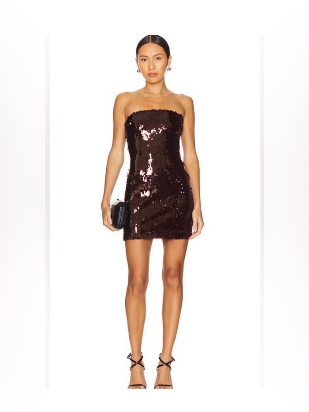 Revolve BY.DYLN Carmella Strapless Sequin Mini Dress in Deep Wine - Size S - NWT
